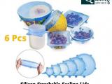 6 pcs Strechable silicon sealable lid