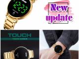 Fashion Watch Men Digital Wristwatch Male Touch Screen LED Light Display Waterproof Stainless