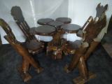 Teak root bar table with chairs