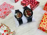 CoupleClassic Fashion Couple Watch Back Rhinestone Faux Chain Analog Quartz Wrist Watches Lovers