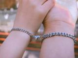 2pcs Punk Silver Color Chain Couple Bracelet