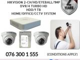 Hikvision CCTV CH 2-HD/ 1MP, DVR 4 Turbo, HDD 1TB