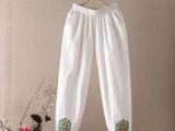 New linen casual pants with embroidery
