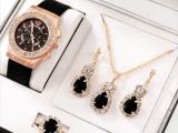 5 pcs set ..leather watch with jewels