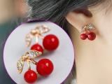Women Cute Red Cherry Earrings