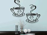 New double coffee cups wall sticker