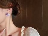 Fashion Purple Crystal Flower Earrings for Women