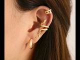 Vintage Gold Color Clip Earrings Set